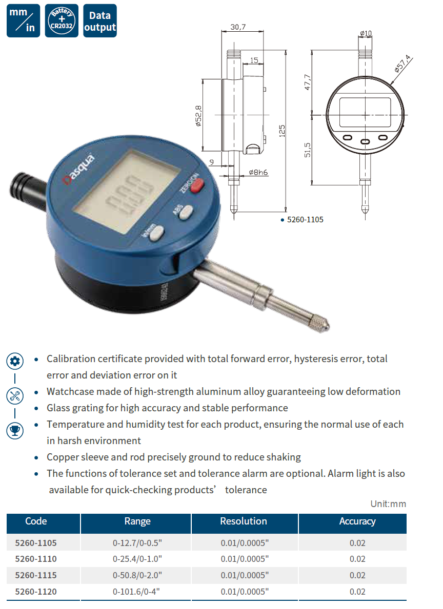 Digital Indicator-3 Buttons 0-12.7mm*0.01mm