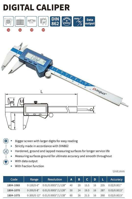 Digital Caliper Dasqua 0 - 150 mm