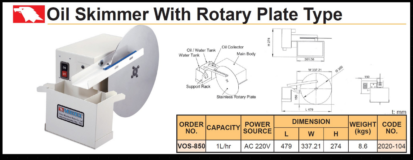 Pobiralec olja Vertex VOS-850A