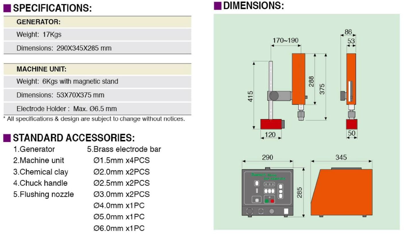Portable EDM machine TR100