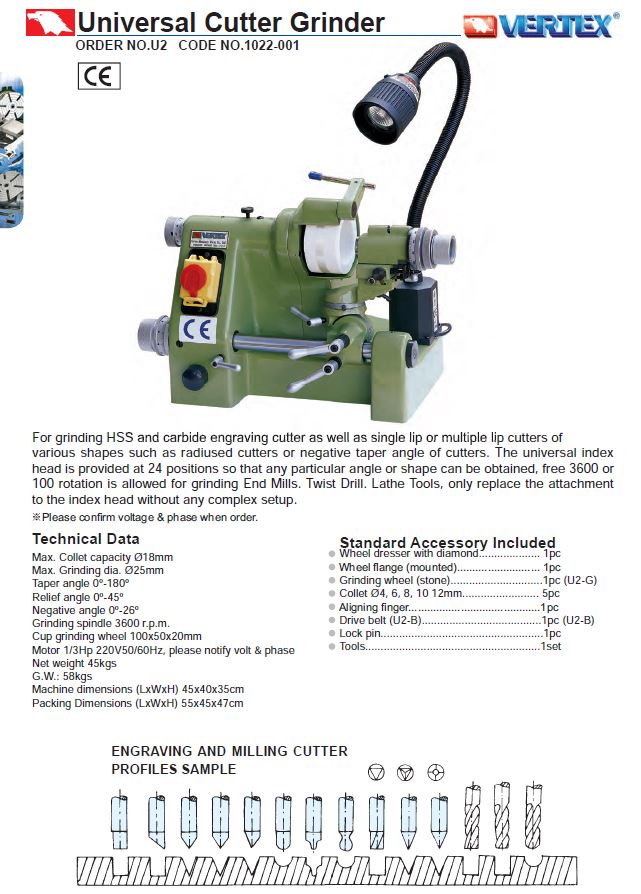 Universal tool grinder Vertex U2