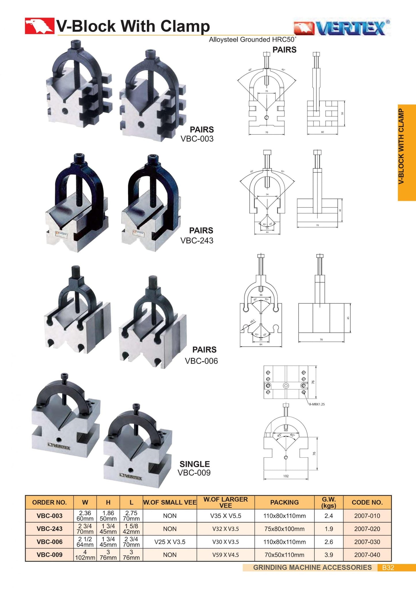 V-block support Vertex VBC-243