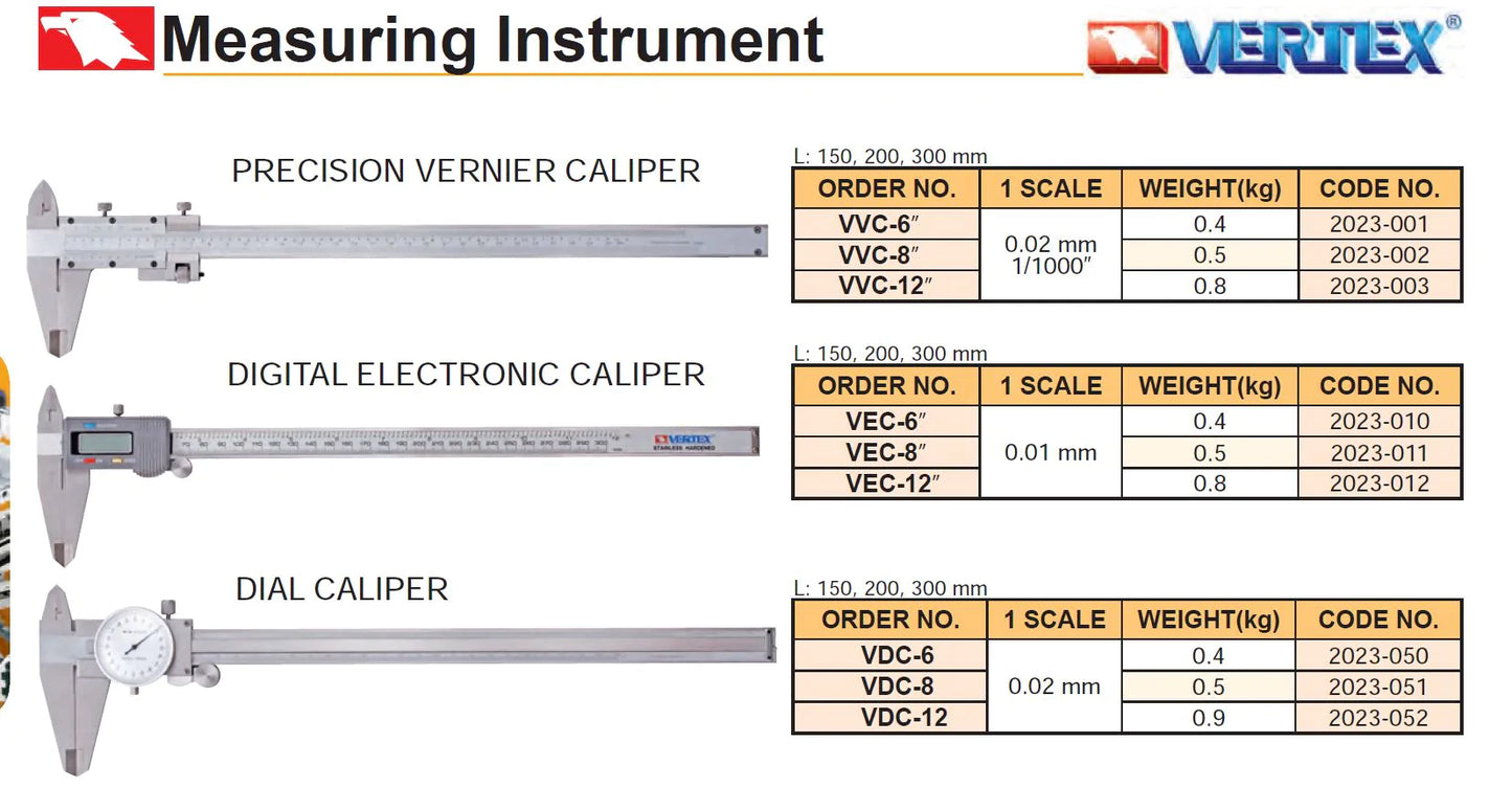 Kljunasto merilo z urico Vertex VDC-8