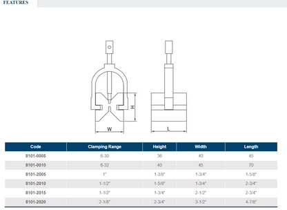 V-Block & Clamp Set Max Dia. 32mm Dasqua L*W*H 70*45*40mm,Max Dia.32mm,accurancy 0.01mm