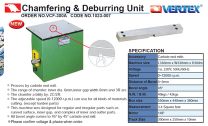 Naprava za posnemanje in raziglevanje robov Vertex VCF-300A