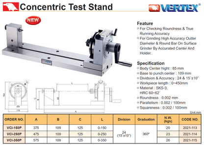 Koncentrično testno stojalo Vertex VCI-250P