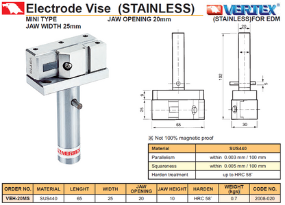 Electrode Vise EDM holder Vertex VEH-20MS