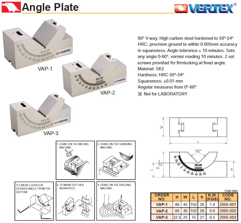 Angle Plate Vertex VAP-2
