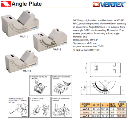 Angle Plate Vertex VAP-2