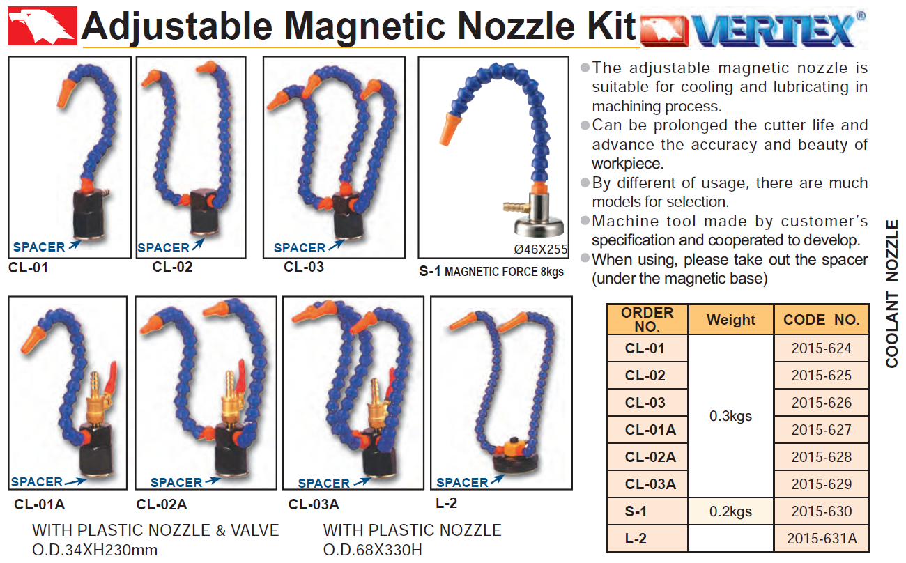 Nastavljiva šoba z magnetom Vertex CL-03