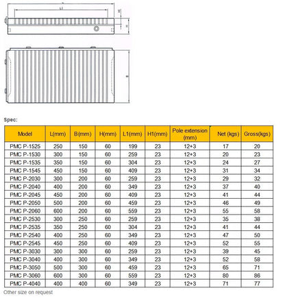 Permanent Magnetic Chuck PMC-P 3060 (Powerful Pole 300mmx600mm)