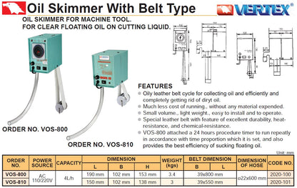 Oil Skimmer With Belt Type Vertex VOS-800