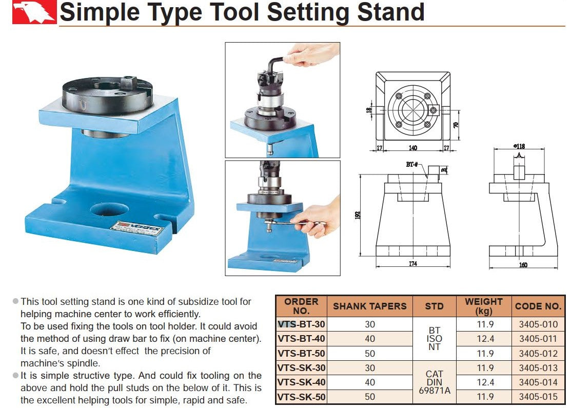 Simple Type Tool Setting Stand Vertex VTS-BT40