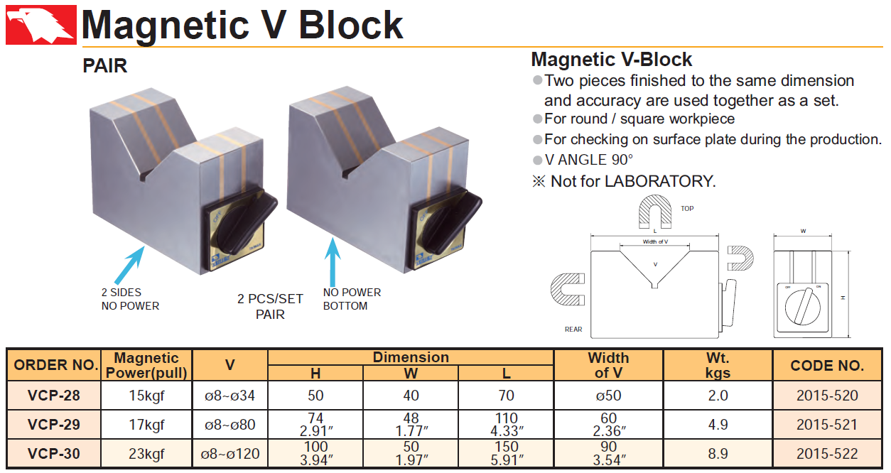 Magnetic V-Block Vertex VCP-29 (2 pcs.)
